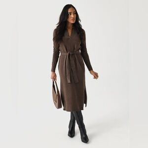 Faherty Long Sleeve Brown Dress